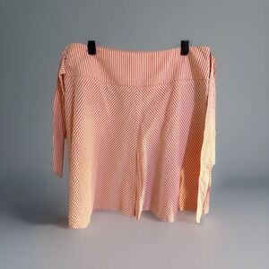 Nine & Company seersucker Pink/white Striped midi skirt, side zip Sz 14